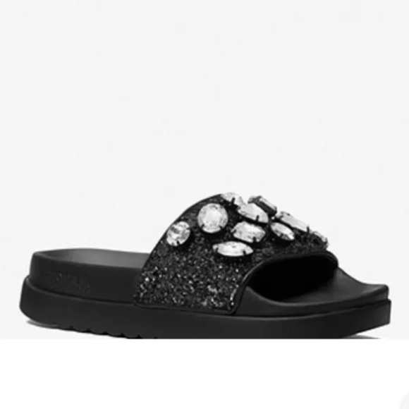 Michael Kors Tyra Jewel Embellished Chunky Glitter Slide Sandal - Picture 3 of 4